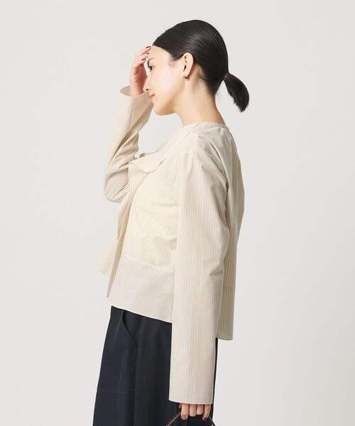 BEAUTY&YOUTH UNITED ARROWS(ビューティーアンドユースユナイテッドアローズ)の「ソリッド&ストライプ ラッフル シャツブラウス ウォッシャブル(シャツ/ブラウス・レディース・ブラック/ホワイト/ナチュラル・FREE)」の5枚目の写真