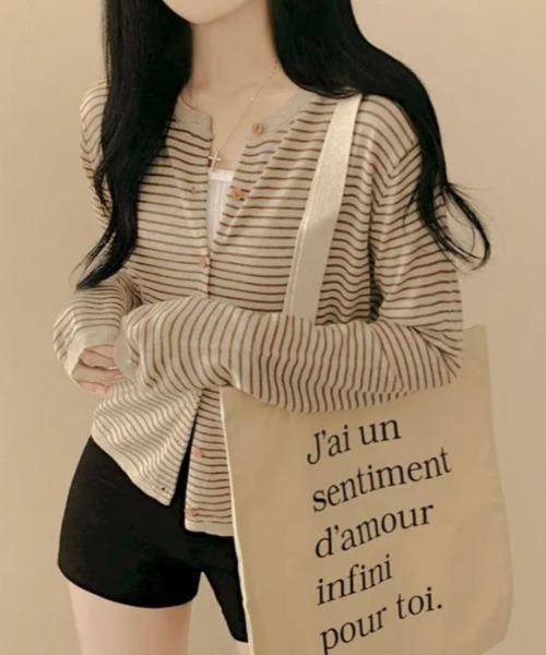 semplice（センプリチェ）の「カットソー【韓国ファッション】（Tシャツ/カットソー・レディース・ベージュ/ブラック・F）」の9枚目の写真