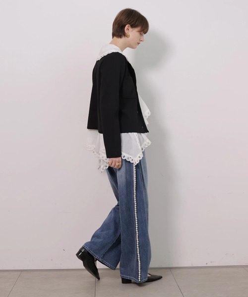 CADUNE（カデュネ）の「トリミングニットジャケット（ニット/セーター・レディース・ホワイト/ライトパープル/ブラック・38）」の17枚目の写真