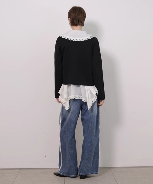 CADUNE（カデュネ）の「トリミングニットジャケット（ニット/セーター・レディース・ホワイト/ライトパープル/ブラック・38）」の18枚目の写真