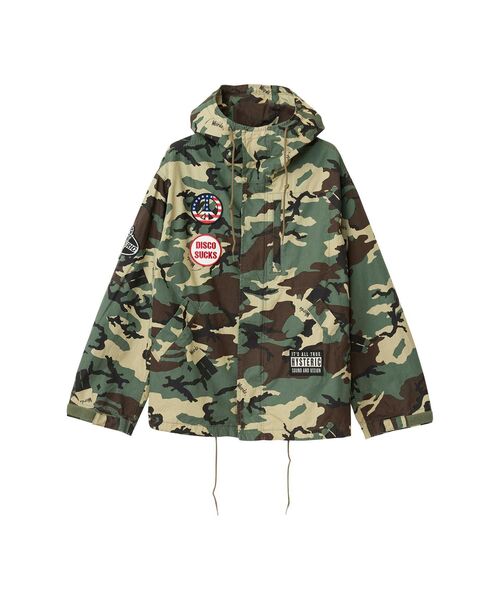 HYSTERIC GLAMOUR(ヒステリックグラマー)の「DISCO SUCKSワッペン フーデットジャケット(ミリタリージャケット・メンズ・カーキ系/ブルー系その他/カーキ/ブラック・X-LARGE/LARGE/MEDIUM/SMALL)」の3枚目の写真