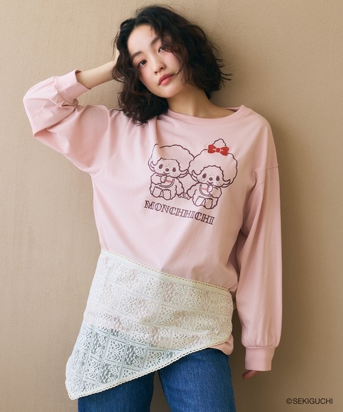 cross marche(クロスマルシェ)の「【モンチッチ】フロントプリントロンT(Tシャツ/カットソー・レディース・ブラウン/チャコール/ピンク・L/M/LL)」の3枚目の写真