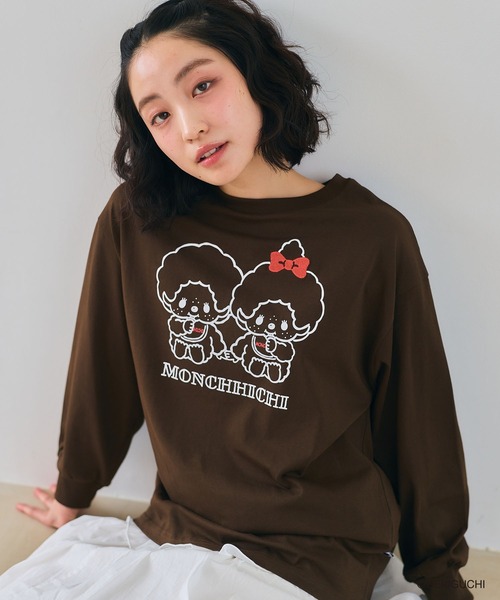 cross marche(クロスマルシェ)の「【モンチッチ】フロントプリントロンT(Tシャツ/カットソー・レディース・ブラウン/チャコール/ピンク・L/M/LL)」の15枚目の写真