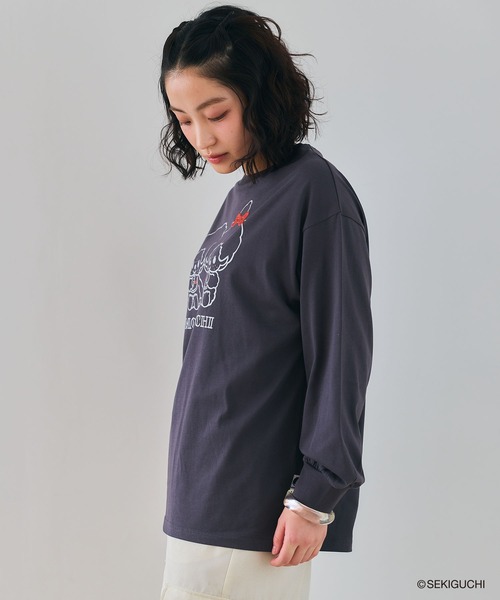 cross marche(クロスマルシェ)の「【モンチッチ】フロントプリントロンT(Tシャツ/カットソー・レディース・ブラウン/チャコール/ピンク・L/M/LL)」の6枚目の写真