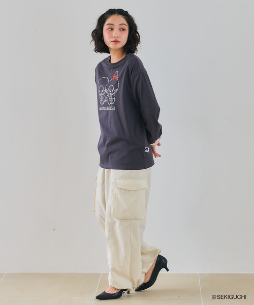 cross marche(クロスマルシェ)の「【モンチッチ】フロントプリントロンT(Tシャツ/カットソー・レディース・ブラウン/チャコール/ピンク・L/M/LL)」の9枚目の写真