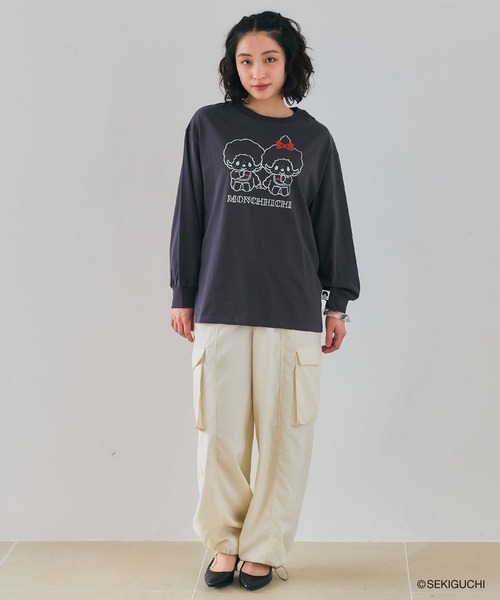 cross marche(クロスマルシェ)の「【モンチッチ】フロントプリントロンT(Tシャツ/カットソー・レディース・ブラウン/チャコール/ピンク・L/M/LL)」の12枚目の写真