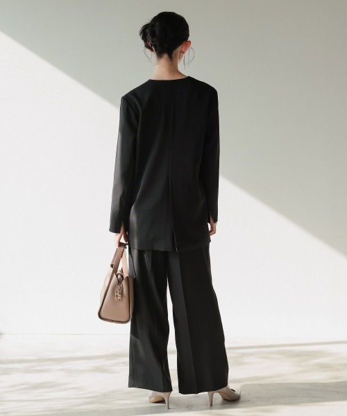 Callarus(カラルス)の「【セットアップ】アシメデザインカラーレスジャケットパンツセットアップスーツ〔Callarus〕(セットアップ・レディース・グレイッシュベージュ/ブラック・S/L/M/3L/LL)」の21枚目の写真