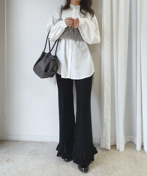 CORNERS(コーナーズ)の「裾フリルリブニットパンツ(その他パンツ・レディース・チャコールグレー/ベージュ/ブラウン/ブラック・M)」の6枚目の写真