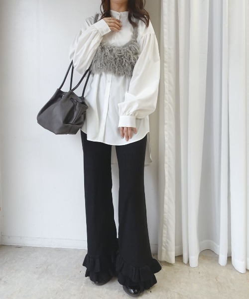 CORNERS(コーナーズ)の「裾フリルリブニットパンツ(その他パンツ・レディース・チャコールグレー/ベージュ/ブラウン/ブラック・M)」の8枚目の写真