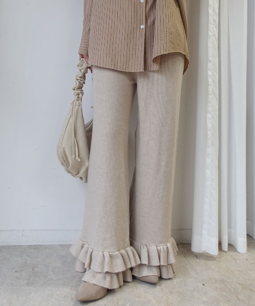CORNERS(コーナーズ)の「裾フリルリブニットパンツ(その他パンツ・レディース・チャコールグレー/ベージュ/ブラウン/ブラック・M)」の16枚目の写真