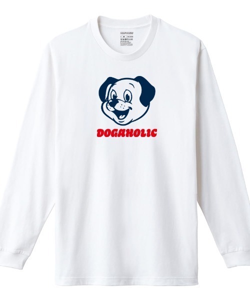 Moftique(モフティック)の「Moftique(モフティック) 長袖Tシャツ ドッグイラスト アニマル プリント 袖リブ ロンT トップス メンズ ユニセックス(Tシャツ/カットソー・メンズ・ヘザーグレー/アイボリー/ホワイト/ブラック・M/L/XL)」の2枚目の写真