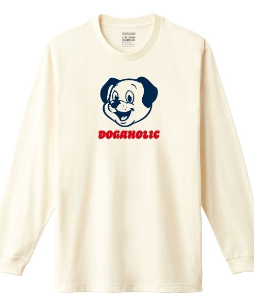 Moftique(モフティック)の「Moftique(モフティック) 長袖Tシャツ ドッグイラスト アニマル プリント 袖リブ ロンT トップス メンズ ユニセックス(Tシャツ/カットソー・メンズ・ヘザーグレー/アイボリー/ホワイト/ブラック・M/L/XL)」の3枚目の写真