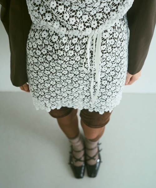 Flower Lace Apron Dress / 花柄レースエプロンワンピース（ワンピース
