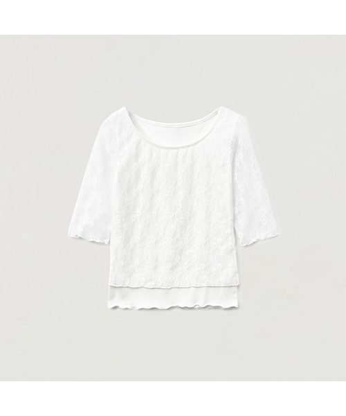 AARAN(アラン)の「イブダブルレースTシャツ_2カラー(Tシャツ/カットソー・レディース・アイボリー/ブラック・FREE)」の1枚目の写真