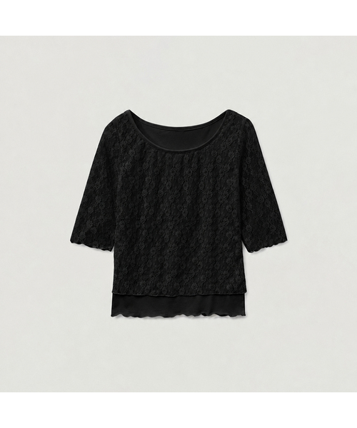 AARAN(アラン)の「イブダブルレースTシャツ_2カラー(Tシャツ/カットソー・レディース・アイボリー/ブラック・FREE)」の2枚目の写真