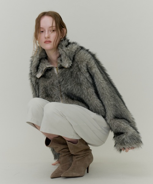 Plumel（プルメル）の「Fox Like Fur Blouson / フォックスライクファーブルゾン（その他アウター・レディース・グレー/ベージュ/アイボリー・MEDIUM）」の16枚目の写真