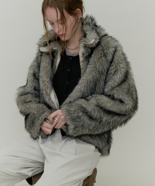 Plumel（プルメル）の「Fox Like Fur Blouson / フォックスライクファーブルゾン（その他アウター・レディース・グレー/ベージュ/アイボリー・MEDIUM）」の14枚目の写真