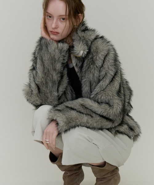 Plumel（プルメル）の「Fox Like Fur Blouson / フォックスライクファーブルゾン（その他アウター・レディース・グレー/ベージュ/アイボリー・MEDIUM）」の15枚目の写真