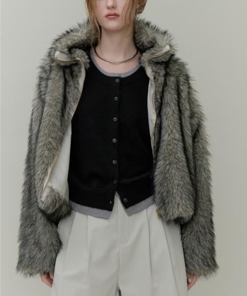 Plumel（プルメル）の「Fox Like Fur Blouson / フォックスライクファーブルゾン（その他アウター・レディース・グレー/ベージュ/アイボリー・MEDIUM）」の12枚目の写真
