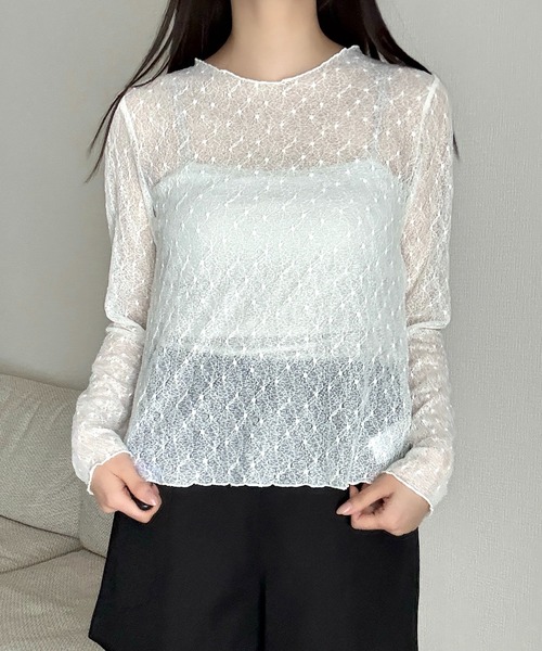 Cham.（チャム）の「レースシアートップス（Tシャツ/カットソー・レディース・ブラック/ベージュ/ホワイト・FREE）」の15枚目の写真