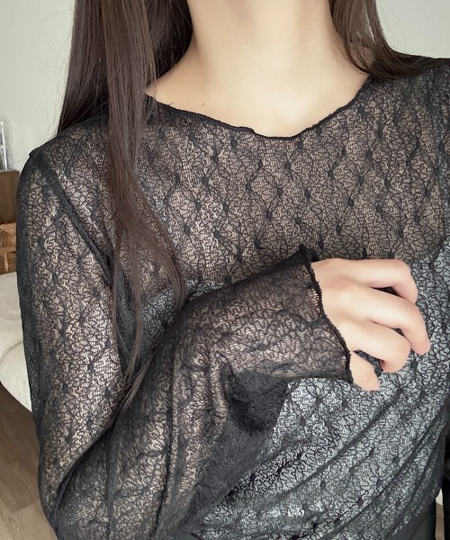 Cham.（チャム）の「レースシアートップス（Tシャツ/カットソー・レディース・ブラック/ベージュ/ホワイト・FREE）」の12枚目の写真