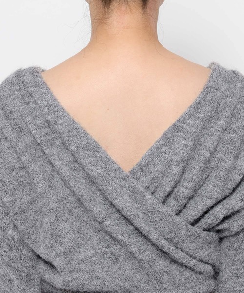 mysty woman(ミスティウーマン)の「ヘアリーカシュクールニット 1093208(ニット/セーター・レディース・グレー/ブラック/アイボリー・FREE)」の19枚目の写真