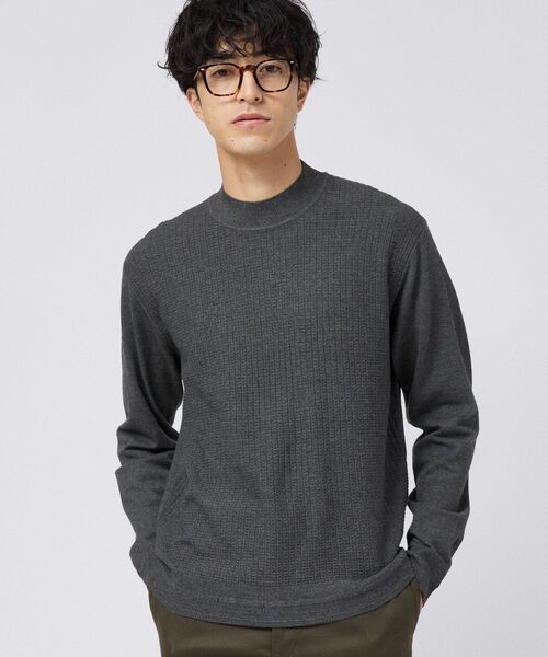 TAKEO KIKUCHI(タケオキクチ)の「ハイゲージ モックネック ニット プルオーバー(ニット/セーター・メンズ・ダークグレー/ネイビー/オフホワイト/ブラック・01/02/04/03)」の3枚目の写真
