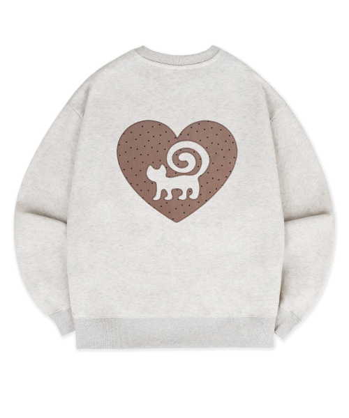 ambler(エムブラー)の「Warm Heart Cat アップリケ刺繍スウェットTシャツ AMM1412 (オートミール)(スウェット・レディース・その他・SMALL/MEDIUM)」の1枚目の写真