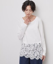 裾レースドッキングカットソー【洗濯機OK】