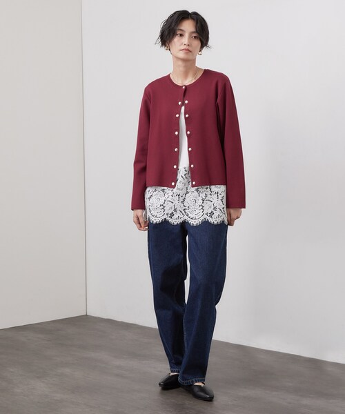 OPAQUE.CLIP（オペークドットクリップ）の「裾レースドッキングカットソー【洗濯機OK】（Tシャツ/カットソー・レディース・ホワイト・40/38）」の7枚目の写真