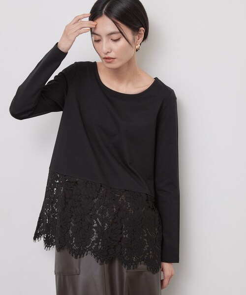 OPAQUE.CLIP（オペークドットクリップ）の「裾レースドッキングカットソー【洗濯機OK】（Tシャツ/カットソー・レディース・ホワイト・40/38）」の10枚目の写真