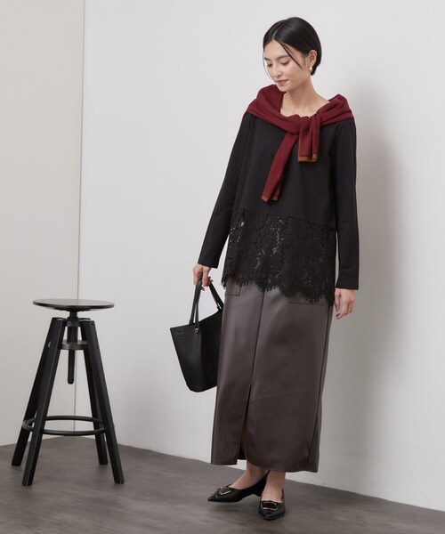 OPAQUE.CLIP（オペークドットクリップ）の「裾レースドッキングカットソー【洗濯機OK】（Tシャツ/カットソー・レディース・ホワイト・40/38）」の11枚目の写真