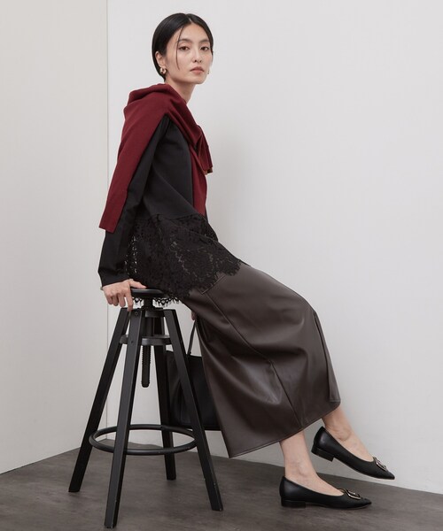 OPAQUE.CLIP（オペークドットクリップ）の「裾レースドッキングカットソー【洗濯機OK】（Tシャツ/カットソー・レディース・ホワイト・40/38）」の12枚目の写真
