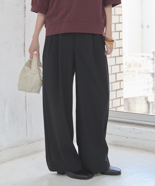 AMERICAN HOLIC(アメリカンホリック)の「【マルチ機能】美・美・美ワイドパンツ(スラックス・レディース・チェック/杢グレー/ブラック/ブラウン系その他2・L/M/S/XL)」の1枚目の写真