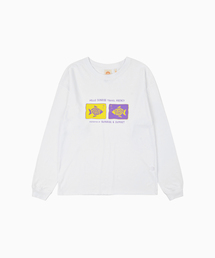 ジオメトリックフィッシュ長袖Tシャツ_ホワイト