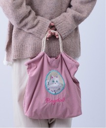 猫ちゃん刺繍ロープハンドルコンパクトバッグ