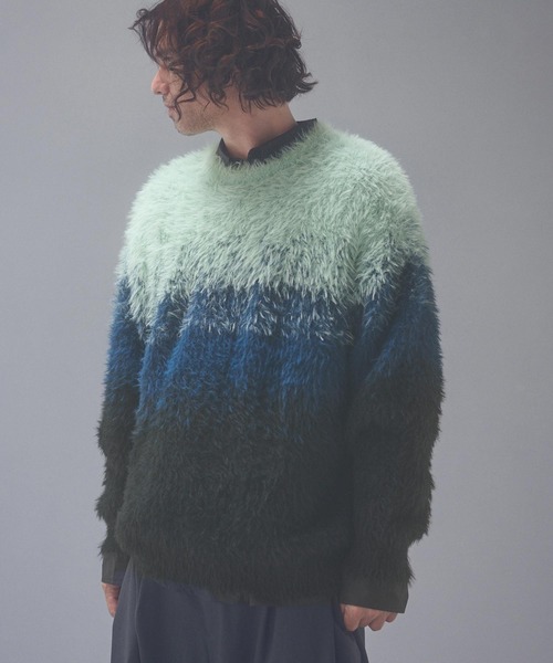 ADAM PATEK(アダムパテック)の「mn3310-rough gradientborder crewneck クルーネックニット(AP2621015)(ニット/セーター・メンズ・グレー/イエロー/グリーン・1/2)」の5枚目の写真