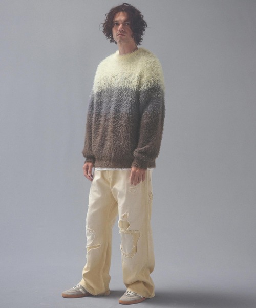 ADAM PATEK(アダムパテック)の「mn3310-rough gradientborder crewneck クルーネックニット(AP2621015)(ニット/セーター・メンズ・グレー/イエロー/グリーン・1/2)」の14枚目の写真