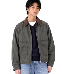 FILLIP J（フィリップジェー）の「コーデュロイ襟ショート丈ウォッシュ加工ジップアップワークジャケット / ブルゾン（カバーオール）」