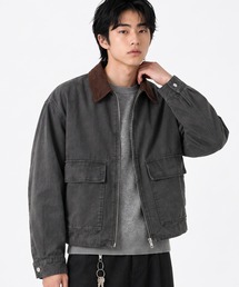 FILLIP J（フィリップジェー）の「コーデュロイ襟ショート丈ウォッシュ加工ジップアップワークジャケット / ブルゾン（カバーオール）」