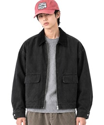 FILLIP J（フィリップジェー）の「コーデュロイ襟ショート丈ウォッシュ加工ジップアップワークジャケット / ブルゾン（カバーオール）」