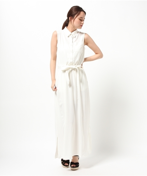 EGOIST(エゴイスト)の「ノースリシャツワンピース (シャツワンピース・レディース・ベージュ/ネイビー/ホワイト・1/2)」の12枚目の写真