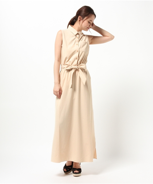 EGOIST(エゴイスト)の「ノースリシャツワンピース (シャツワンピース・レディース・ベージュ/ネイビー/ホワイト・1/2)」の13枚目の写真