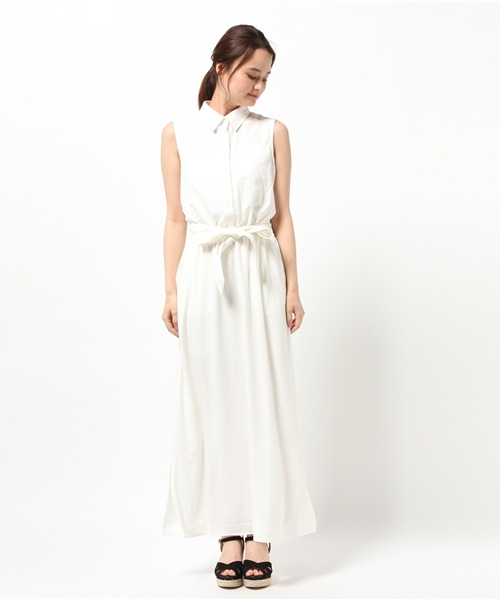 EGOIST(エゴイスト)の「ノースリシャツワンピース (シャツワンピース・レディース・ベージュ/ネイビー/ホワイト・1/2)」の4枚目の写真