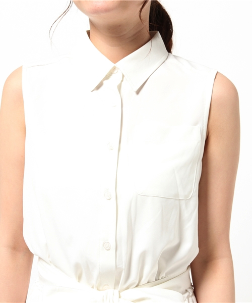 EGOIST(エゴイスト)の「ノースリシャツワンピース (シャツワンピース・レディース・ベージュ/ネイビー/ホワイト・1/2)」の7枚目の写真