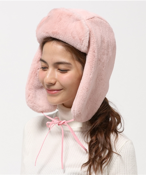 WEGO（ウィゴー）の「WEGO/ファーボンバーキャップ（ニットキャップ/ビーニー・レディース・ブラック/ベージュ/ホワイト/ピンク/グレー・FREE）」の5枚目の写真