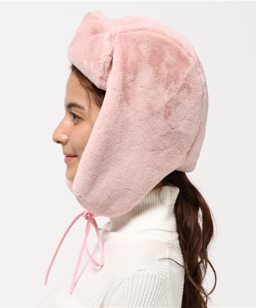 WEGO（ウィゴー）の「WEGO/ファーボンバーキャップ（ニットキャップ/ビーニー・レディース・ブラック/ベージュ/ホワイト/ピンク/グレー・FREE）」の6枚目の写真