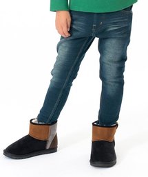 BREEZE | あったかインディゴ裏シャギーロングパンツ(10分丈)(デニムパンツ)