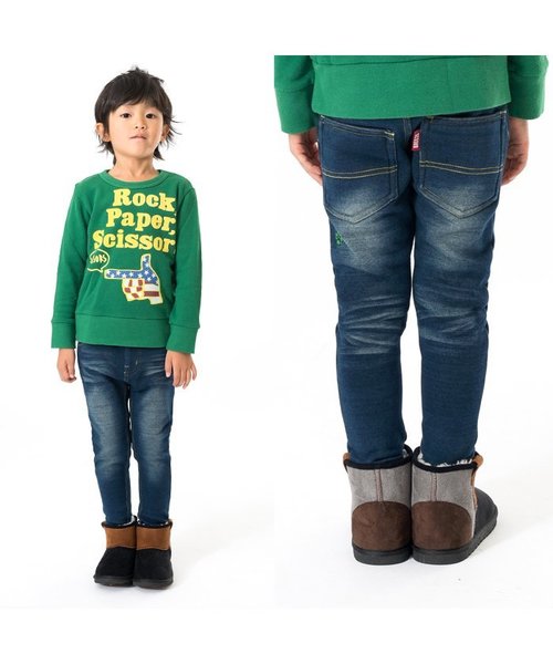 BREEZE(ブリーズ)の「あったかインディゴ裏シャギーロングパンツ(10分丈)(デニムパンツ・キッズ・ブルー/ネイビー・140/95/80/110/130/90/120/100)」の3枚目の写真