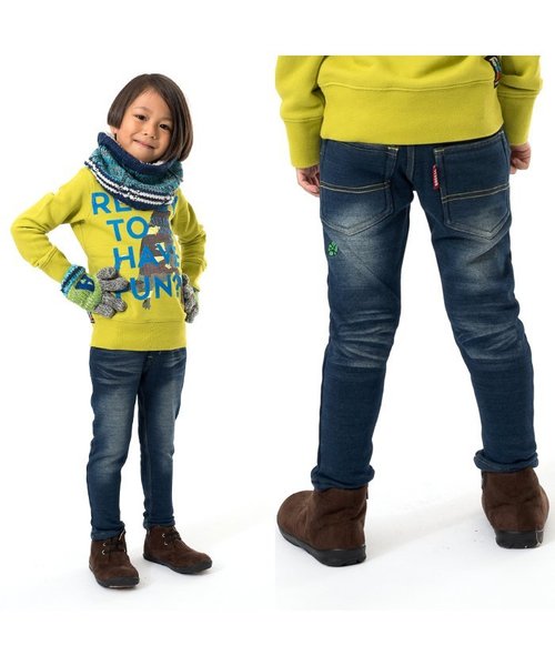 BREEZE(ブリーズ)の「あったかインディゴ裏シャギーロングパンツ(10分丈)(デニムパンツ・キッズ・ブルー/ネイビー・140/95/80/110/130/90/120/100)」の5枚目の写真